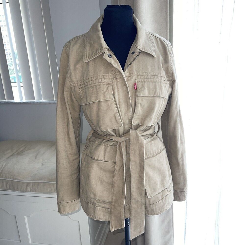 NWOT Levi's Safari Denim Belted Tan Jacket  S - Picture 5 of 9